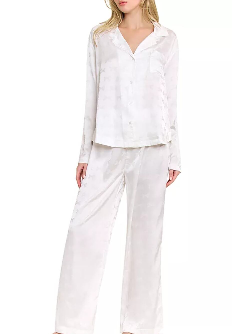 Honeydew Forever Mine Long Pajama Set M NWT White Satin Bow PJs Pants Shirt